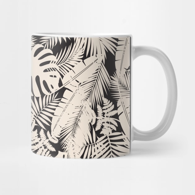 Tropical Leaves in Black and Ivory by matise